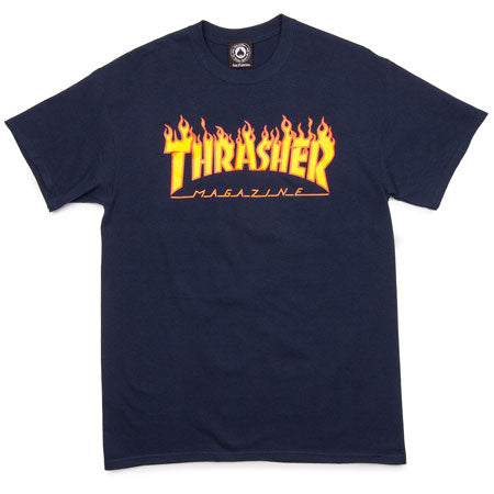Thrasher Classic Flame Logo Navy T-Shirt