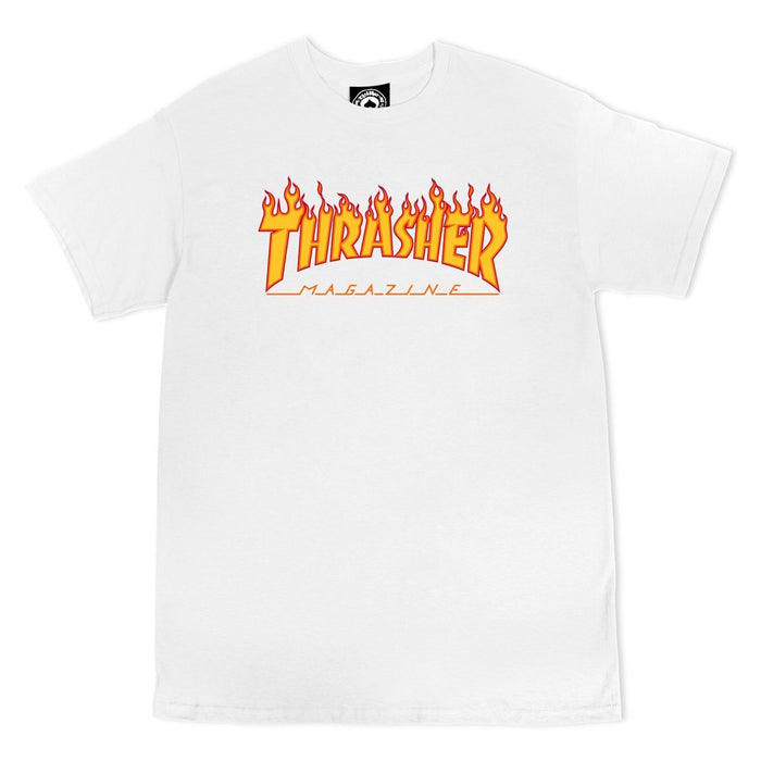 Thrasher Classic Flame Logo White Youth T-Shirt