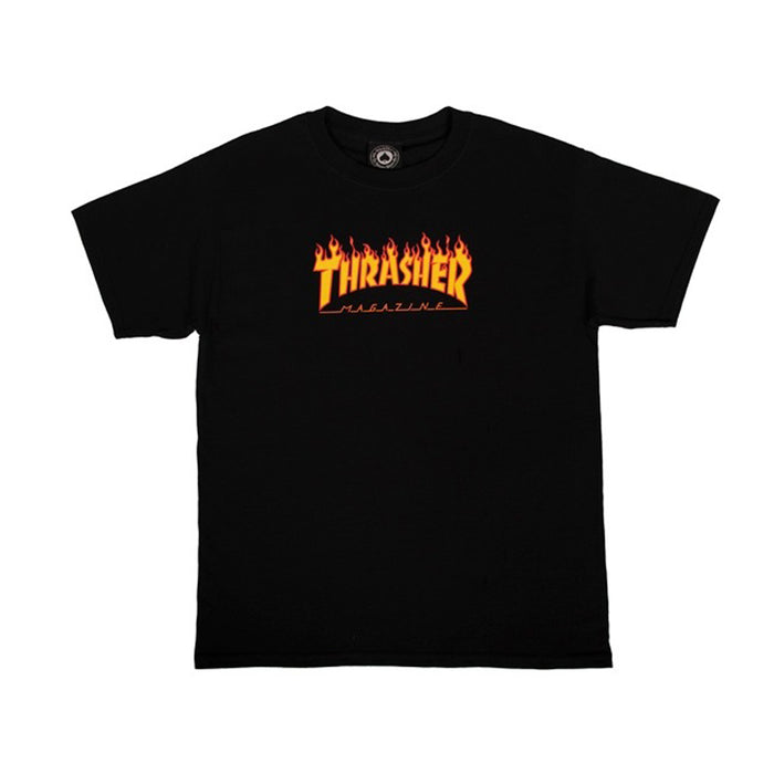 Thrasher Classic Flame Logo Black Youth T-Shirt