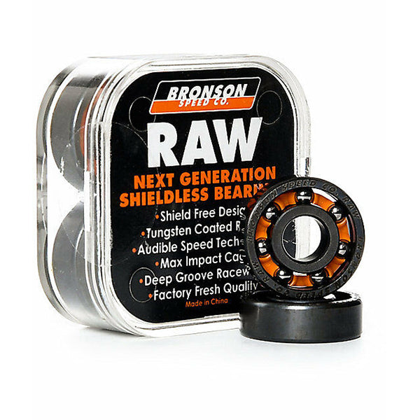 Bronson Raw Shieldless Bearings (8 Pack)