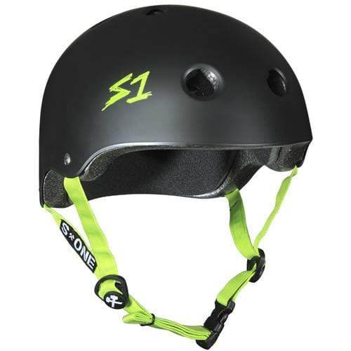 S1 Lifer Certified Helmet (Matte Black/Green Straps)