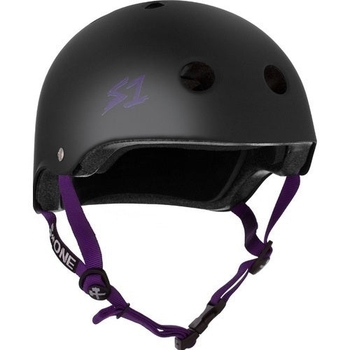 S1 Lifer Certified Helmet (Matte Black/Purple Straps)
