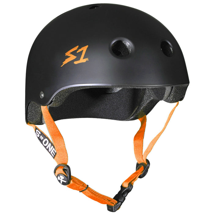 S1 Lifer Certified Helmet (Matte Black/Orange Straps)